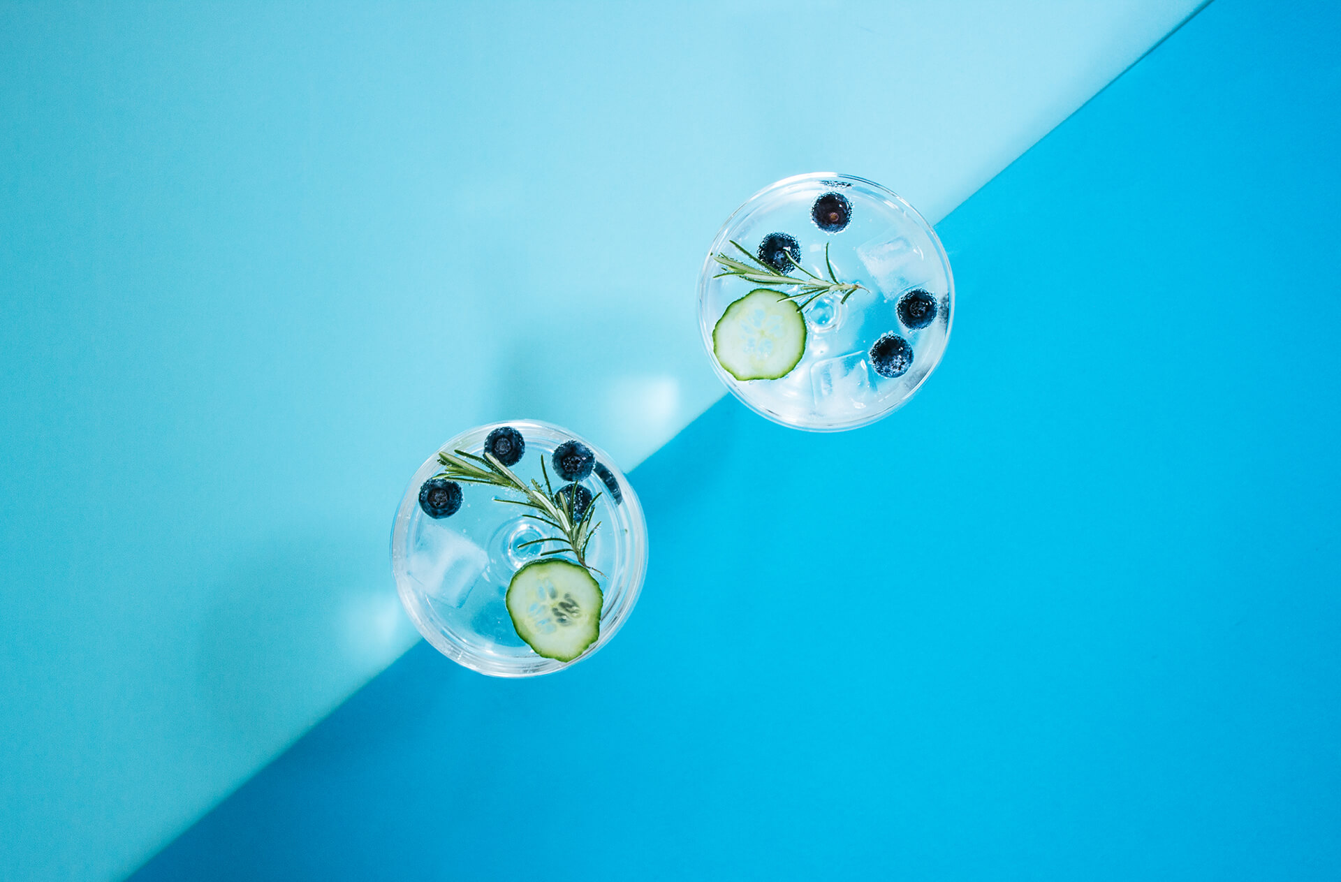 Blue Cocktails in Glasses as Top View